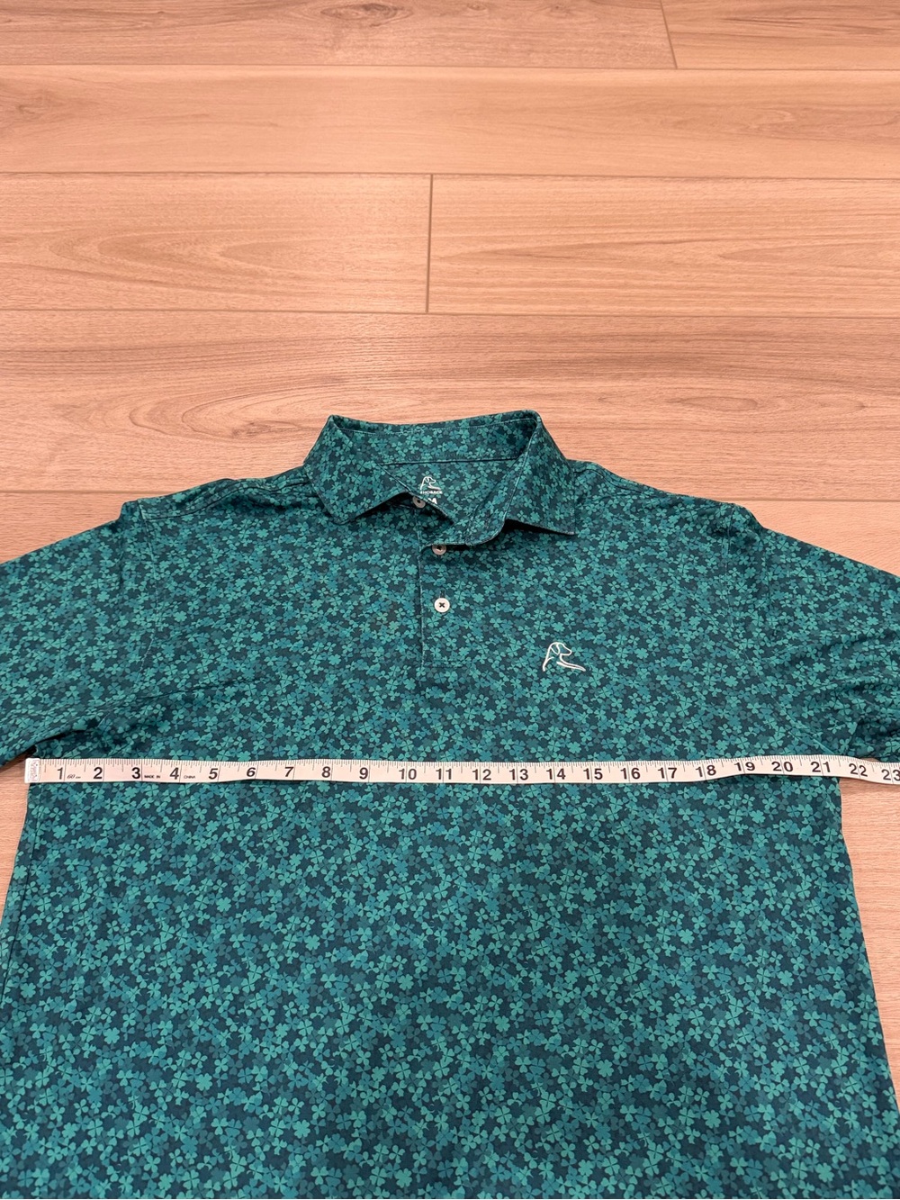 Rhoback The Four Leaf Polo Shirt Men's M Blue Green Clover Shamrock - Picture 3 of 6